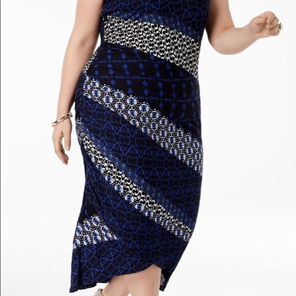 INC  plus Mix print ruched sleeveless dress 0X - Picture 5 of 6